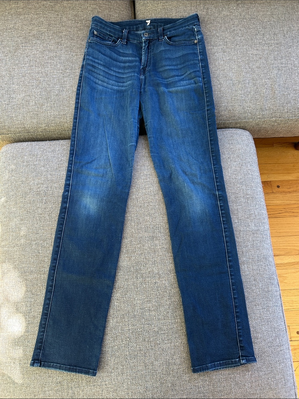 7 For All Mankind Women's Dark Blue Straight-Leg Jeans